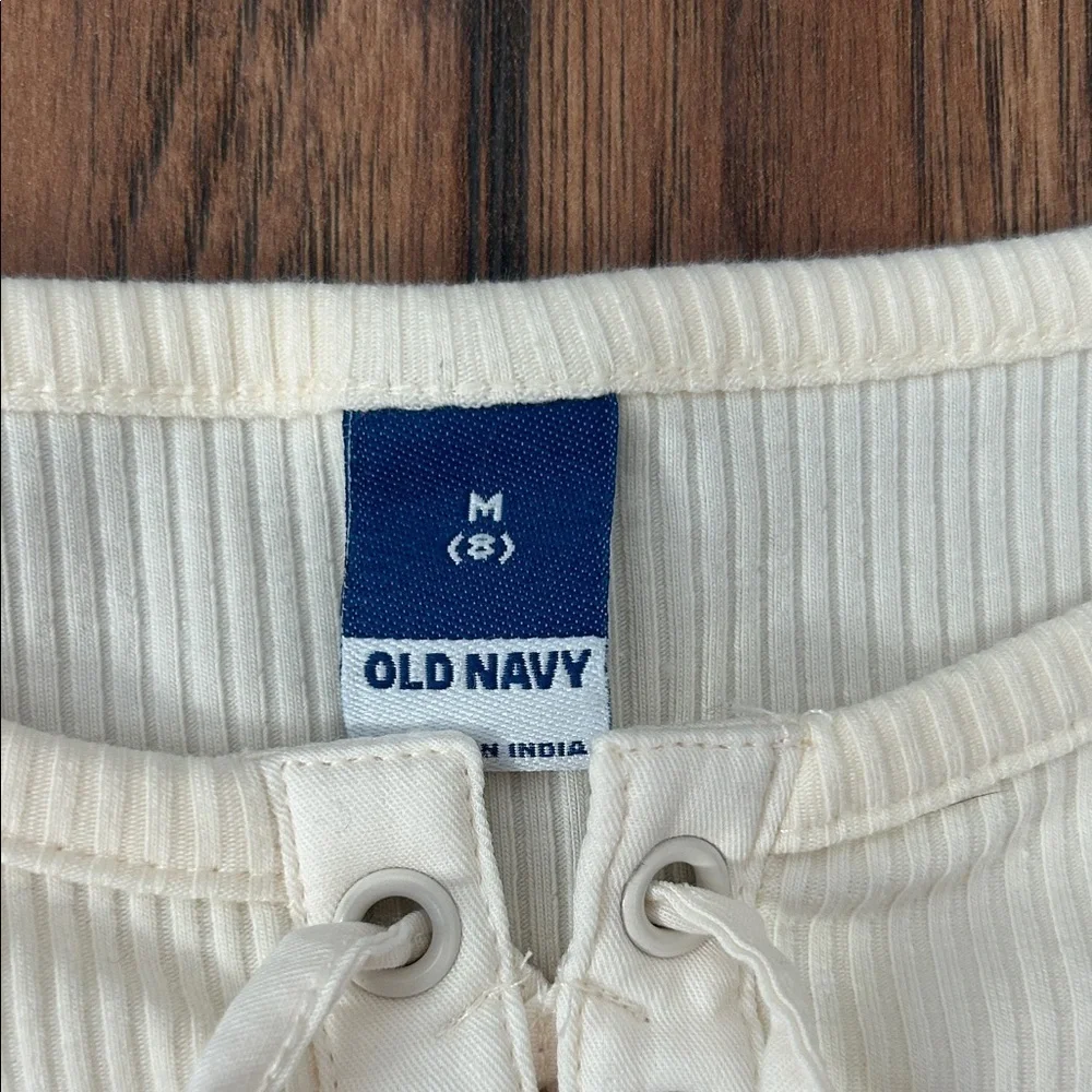 Old Navy Girls Cream Lace-Up Long Sleeve Top